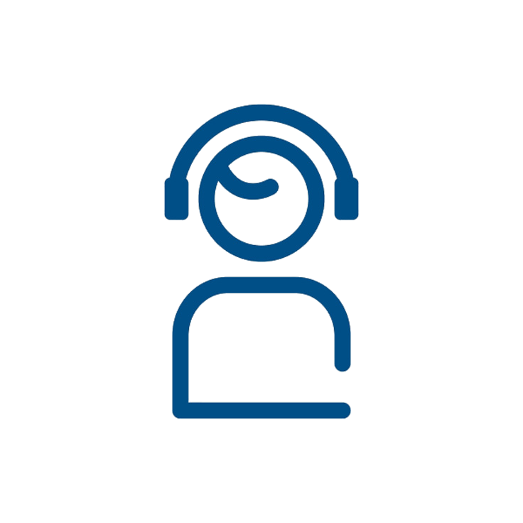 A stylised person wearing headphones, engaged in digital music or audio.